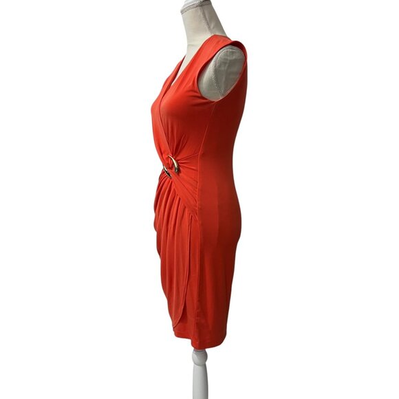 Cache Orange Office Siren Sleeveless Faux Wrap Dress With Gold Accent Si… - Picture 5 of 11